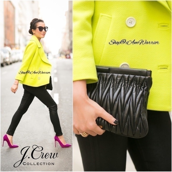 J.Crew Collection NWOT neon wool blend double breasted peacoat *shop@iamwarrior - Picture 3 of 15